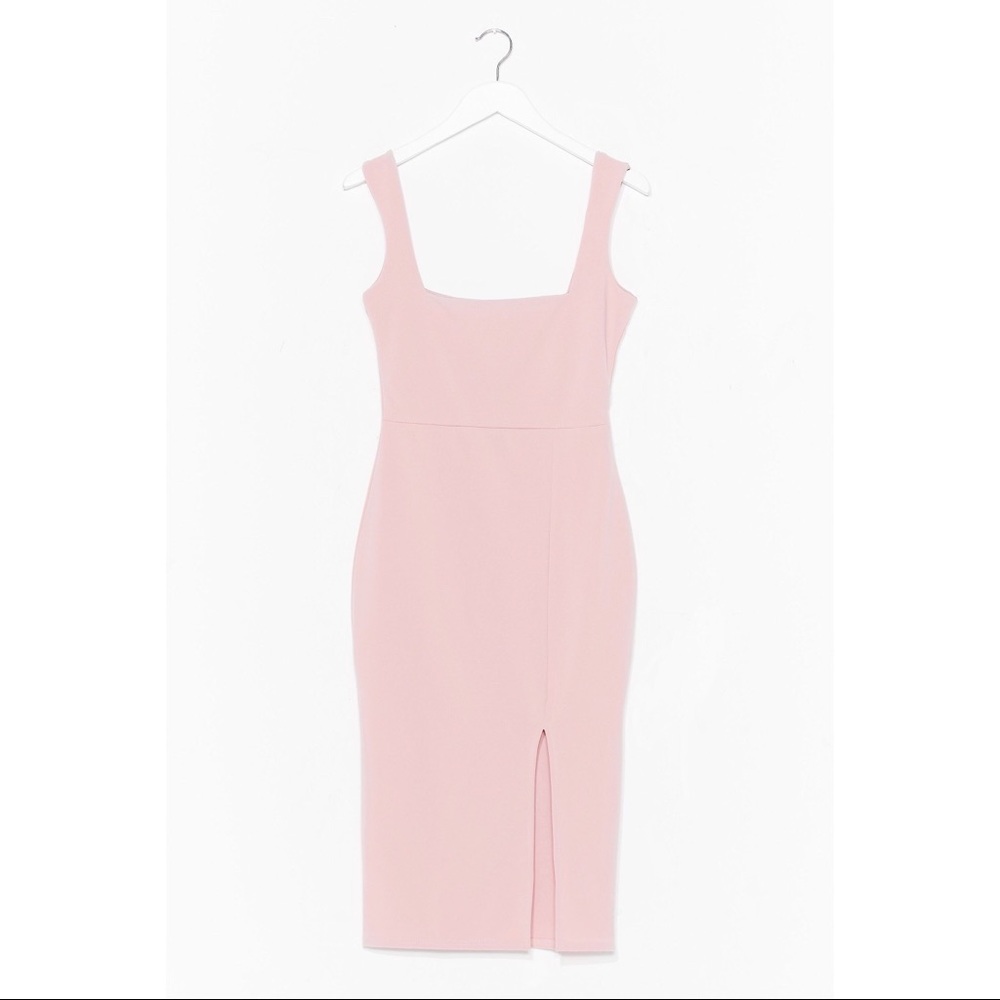 NastyGal | Light Pink Midi Dress w/ Slit NWT